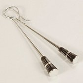 Bijoux Touareg Ethniques Boucles d'Oreilles en Argent et Ebne Massues 01 Lignes Ebne