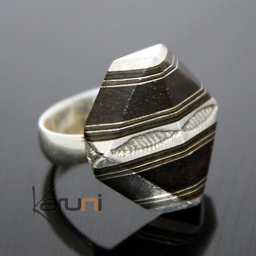Karuni Belle bague touareg raye argent et bne 2