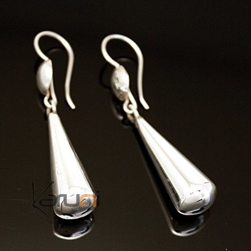 Bijoux Touareg Ethniques Boucles d'oreilles en Argent 05 Petites Gouttes de Pluie Inspiration Karuni