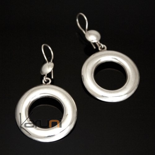 Boucles d'oreilles Créoles en argent 41 Rondes Lisses Inspiration Karuni