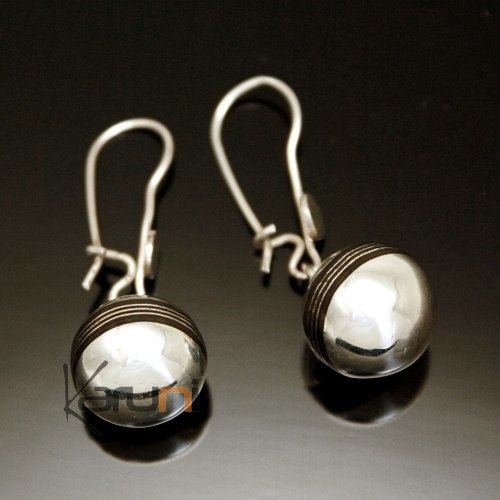 Bijoux Touareg Ethniques Boucles d'Oreilles en Argent 86 Perles Lignes ebne Inspiration Karuni b