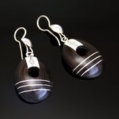 Bijoux Ethniques Touareg Boucles d'Oreilles en Argent et Ebne 46 Galets Filigranes