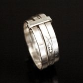 Bijoux Ethniques Touareg Bague Alliance Anneau en Argent Homme/Femme 04 - 3 anneaux Gravs b