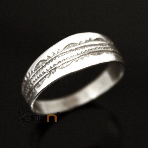 Bijoux Touareg Ethniques Argent Bague Anneau Alliance plat grav homme/femme 12