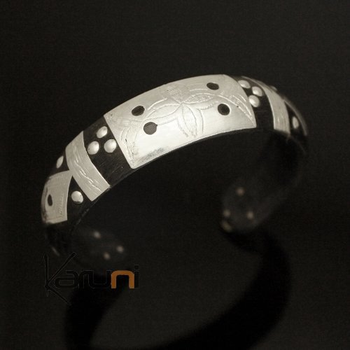 Bracelet ethnique corne et argent clous Mauritanie 2