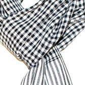 Krama Cheche Foulard Echarpe Coton Homme/Femme Cambodge Bassac Sarany Shop Carreaux Blanc/Noir 140x40 cm b