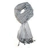 Krama Cheche Foulard Echarpe Coton Homme/Femme Cambodge Bassac Sarany Shop Carreaux Blanc/Noir 140x40 cm