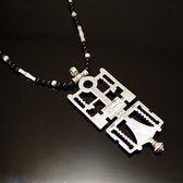 Bijoux Ethniques Touareg Collier en Argent Pendentif Cl de Voile 06 Perles Onyx b