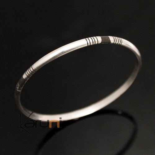 Bracelet Jonc en Argent 05 Lignes Ebène