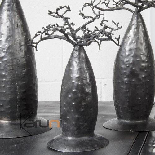 Arbre à porte-bijoux design Baobab 25-30 cm métal recyclé Madagascar