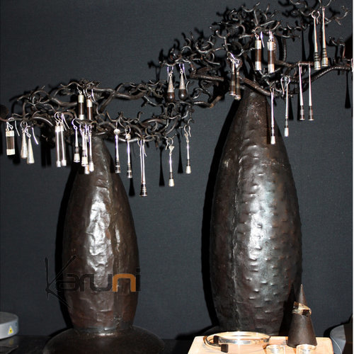 Arbre à bijoux porte-bijoux design Baobab 30 cm métal recyclé Madagascar b
