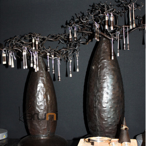 Arbre  bijoux porte-bijoux design Baobab 30 cm mtal recycl Madagascar b