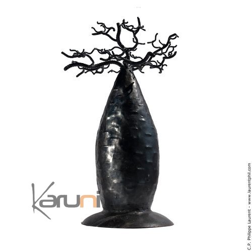 Arbre  bijoux porte-bijoux design Baobab 30 cm mtal recycl Madagascar
