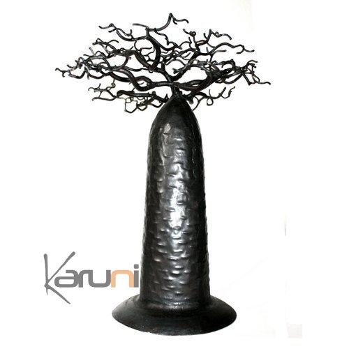 Arbre à  porte-bijoux design Baobab rond 30 cm métal recyclé Madagascar