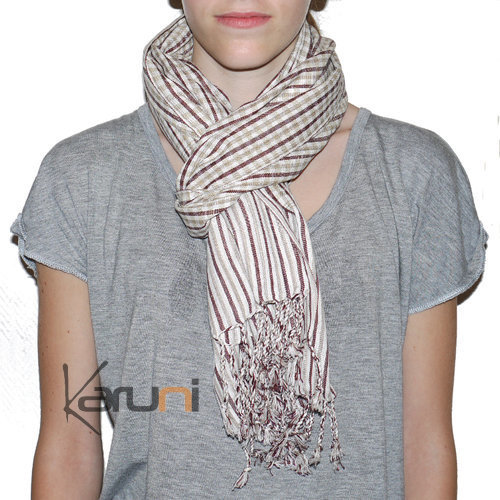 Krama Cheche Foulard Echarpe Coton Homme/Femme Cambodge Bassac Sarany Shop Petits Carreaux Bleu fonc/Blanc 160x55 cm c