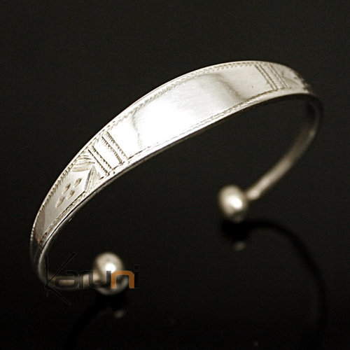 Bracelet en argent large Gravé Homme/Femme 16 Gourmette