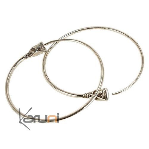 Bijoux Ethniques Touareg Boucles d'oreilles Croles en argent 10 Tesibit 5 cm