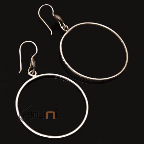Bijoux ethniques Touareg Boucles d'Oreilles Croles En Argent 37 Lisses Attache Inspiration Karuni