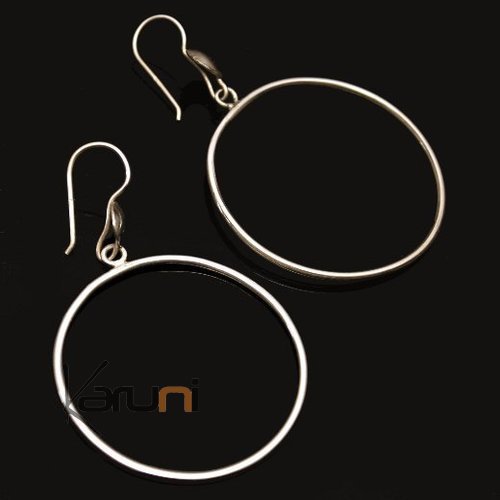 Boucles d'Oreilles Créoles En Argent 37 Lisses Attache Inspiration Karuni