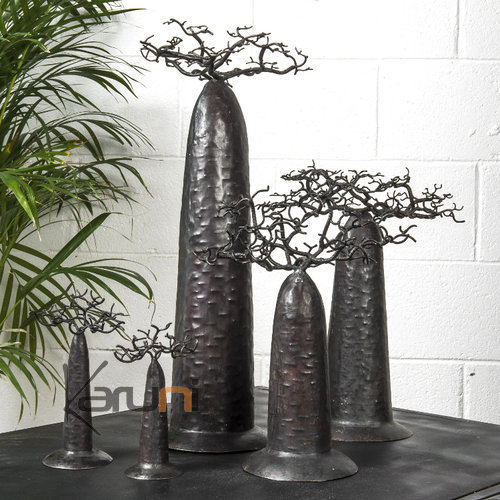 Arbre  bijoux porte-bijoux design Baobab rond 18 cm mtal recycl Madagascar f