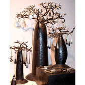 Arbre à bijoux porte-bijoux design Baobab rond 18 cm métal recyclé Madagascar b c